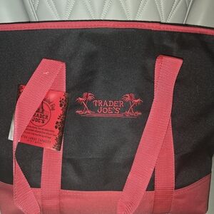 Trader Joe's Stylish Black and Red Tote Bag